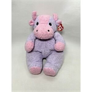 Baby TY Pillow Pal MOOCOWBABY 12" Purple Cow Baby Plush Rattle With Tag Vtg 00s